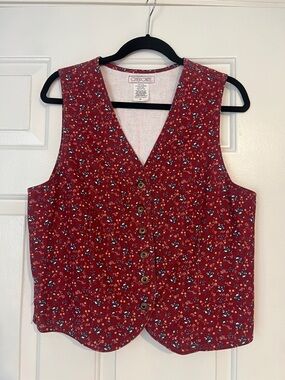 Cherokee Red Floral Button-Front Vest